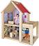Дървена къща за кукли - Обзаведена с мебели - 