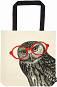 Текстилна чанта за книги - Бухал с очила - 