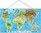 Карта на света - 2 в 1 - Дървен пъзел от 203 магнитни части - 