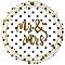 Табелка-картичка кръг със златисти мотиви: Mr & Mrs - 