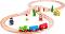Влакова композиция - Детски дървен комплект за игра с аксесоари - 