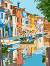 Рисуване по номера с акрилни бои - Къщи на канала - Комплект за картина с размери 35 x 45 cm - 