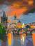 Рисуване по номера с акрилни бои - Карловият мост по залез - Комплект за картина с размери 35 x 45 cm - 