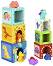 Кула от кубчета Tooky Toy - Динозаври - В комплект с 6 гумени динозавърчета - играчка