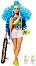 Кукла Барби с къдрава синя коса - Mattel - От серията Extra - 