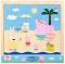 Пепа и приятели на плаж - Дървен пъзел от 20 части в подложка на тема Peppa Pig - 
