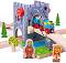 Рицарски замък с подвижен мост Bigjigs Toys - С фигурка и аксесоари, от серията Rail - 