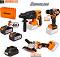 ������������ ���������, ������ ��������� � ���������� 18V Baukraft BK-AGCDRH3 - ������ BK-AG3, BK-CD3 � BK-BRH58 � �����, 2 ������� � ������� ���������� - 