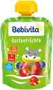 Bebivita - Забавна плодова закуска с градински плодове - Опаковка от 90 g за бебета над 12 месеца - 