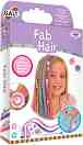 Комплект за прически Galt Fab Hair - Тебешири за коса, цветни кичури, ластичета и мъниста - 