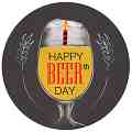 Табелка-картичка кръг: Happy BEERth day - 