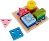 Форми и цветове - Образователна дървена играчка за нанизване - 