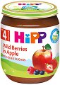 Био пюре от горски плодове с ябълка HiPP - 125 g, за 4+ месеца - 