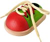 Дървена обувка - Образователна играчка за връзване - 