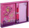 Таен дневник - Пеперуди - Комплект с бележник и химикал в кутия - 