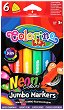 Маркери Colorino Kids - 6 неонови цвята - 