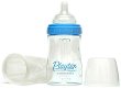 Синьо бебешко шише - Premium Nurser 118 ml - Комплект със силиконов биберон размер 1 и 5 броя стерилни пликчета за еднократна употреба - 