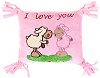 Плюшена възглавничка с овце - I love you - 