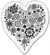 Силиконов печат KPC - Сърце с цветя - 5 x 6 cm - печат