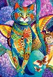 Пъстроцветна котка - Пъзел от 1500 части на Давид Галчут - 