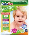 Пелени Babylino Sensitive 5 Junior - 18 и 44 броя, за бебета 11-16 kg - 