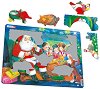 Дядо Коледа и децата - Пъзел в картонена подложка от 15 части в нестандартна форма - 