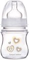 Бяло шише с широко гърло - Newborn Baby 120 ml - Комплект със силиконов биберон за бебета над 3 месеца - 