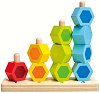 Цветове, форми и числа - Oбразователна играчка за нанизване от дърво - 