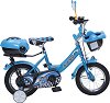 Детски велосипед Moni Swimming Blue 12" - С помощни колела, кошница и багажник - 