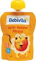 Bebivita - Забавна плодова закуска с ябълка, банан и праскова - Опаковка от 90 g за бебета над 12 месеца - 