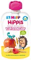 HIPP HiPPiS - Био забавна плодова закуска ябълки, банан и малина с пълнозърнести култури - Опаковка от 100 g за бебета над 6 месеца - 