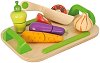 Зеленчуци - Детски дървен комплект с дъска и ножче за рязане - 