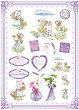 Декупажна хартия Calambour - Мишлета и цветя - От серията Digital Collection Mulberry - 
