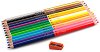 Двустранни цветни моливи Y-Plus - 12 броя в 24 цвята и острилка - 