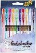 Цветни гел химикалки с брокат Folia Bringmann - 10 цвята - 