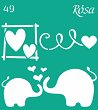 Самозалепващ шаблон Rosa - Влюбени слончета - 9 x 10 cm - 