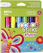 Гел-стик пастели Apli Kids - 6 неонови цвята - 