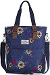 Чанта за рамо - Amber: Blue Denim Flowers - 