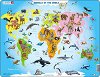Животните в света - Пъзел в картонена подложка от 28 части в нестандартна форма - 