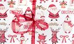 Поздравителна картичка - Дядо Коледа с еленче, пингвинче и мече - 