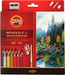 Акварелни моливи Koh-I-Noor Mondeluz - 24 цвята с четка и острилка - 