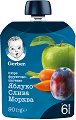 Пюре с ябълка, слива и морков Nestle Gerber - 90 g, за 6+ месеца - пюре