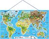 Карта на света - 2 в 1 - Дървен пъзел от 203 магнитни части - 