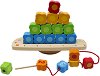 Дървена низанка и игра за баланс Pino - Цветове, форми и числа - 