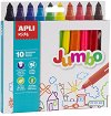 Флумастери Apli Kids Jumbo - 10 цвята - 