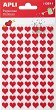 Самозалепващи стикери от филц - Червени сърца - Комплект от 84 броя - 