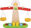 Детска дървена везна Lelin Toys - С аксесоари - играчка