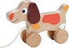 Кучето Цезар - Дървена играчка за дърпане и бутане - 