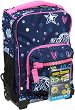 Детски куфар-раница с колелца - Romantic Blue - Комплект с неонови стикери от серията "Dr. Trolley" - 