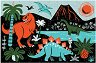 Динозаври - Неонов пъзел от 100 части от колекцията Mudpuppy - 